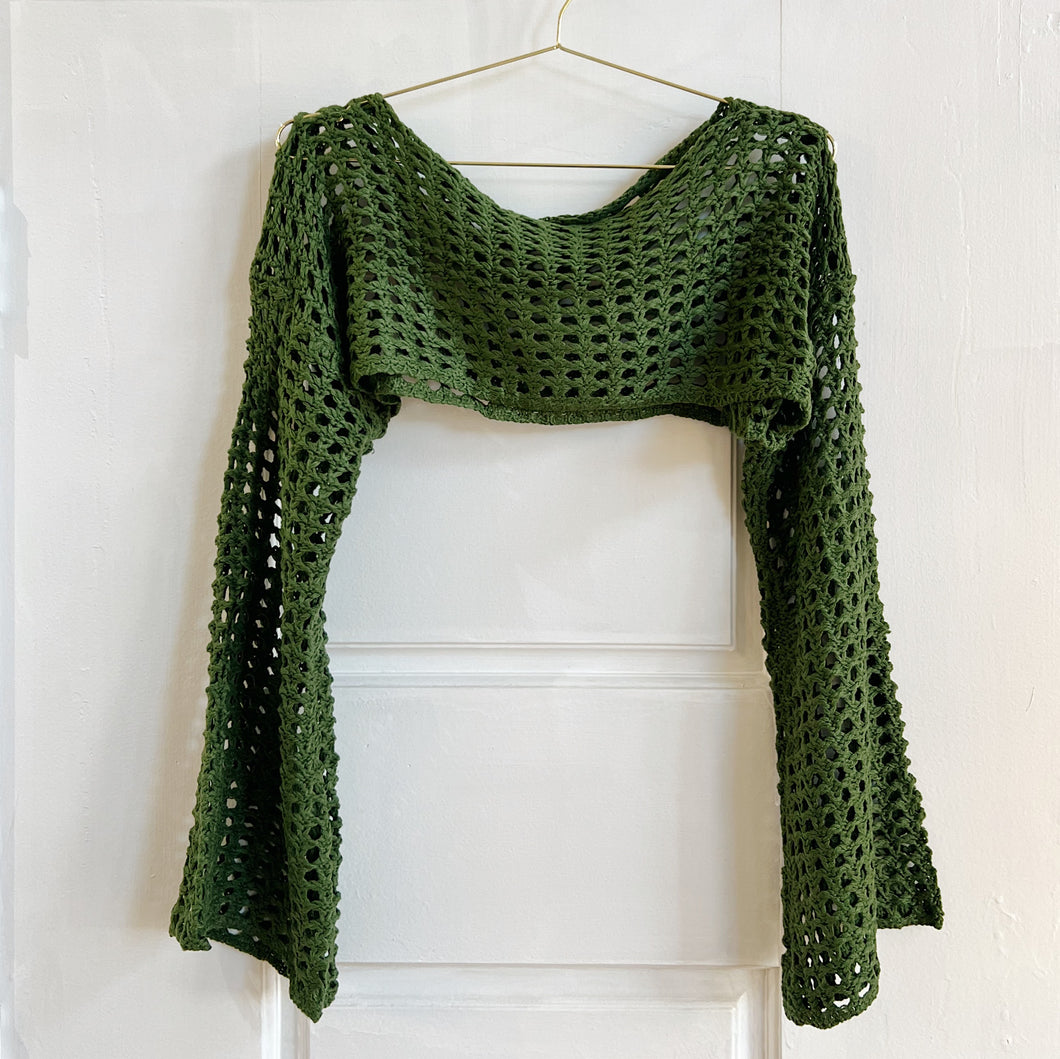 Crochet Crop Green Sweater