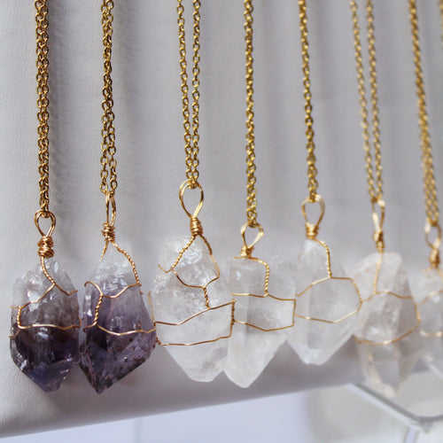 Caged Crystal Necklaces • Multiple Options