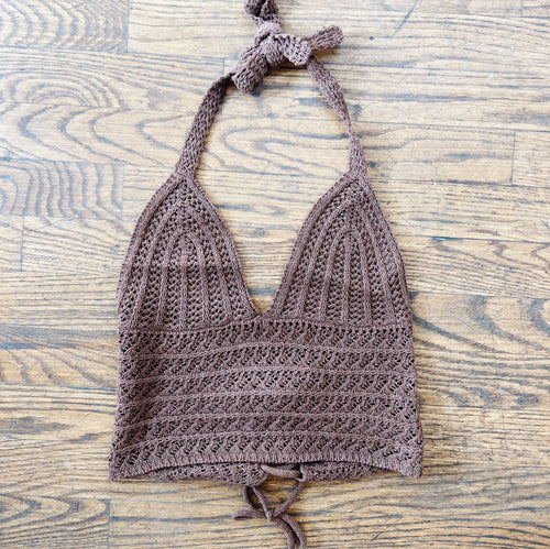 Brown Crochet Halter Top