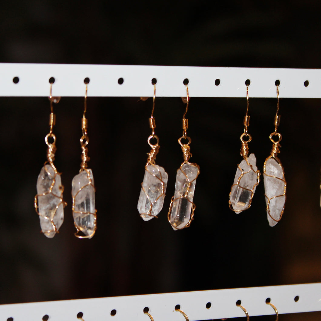 Quartz Crystal Wire Wrapped Earrings