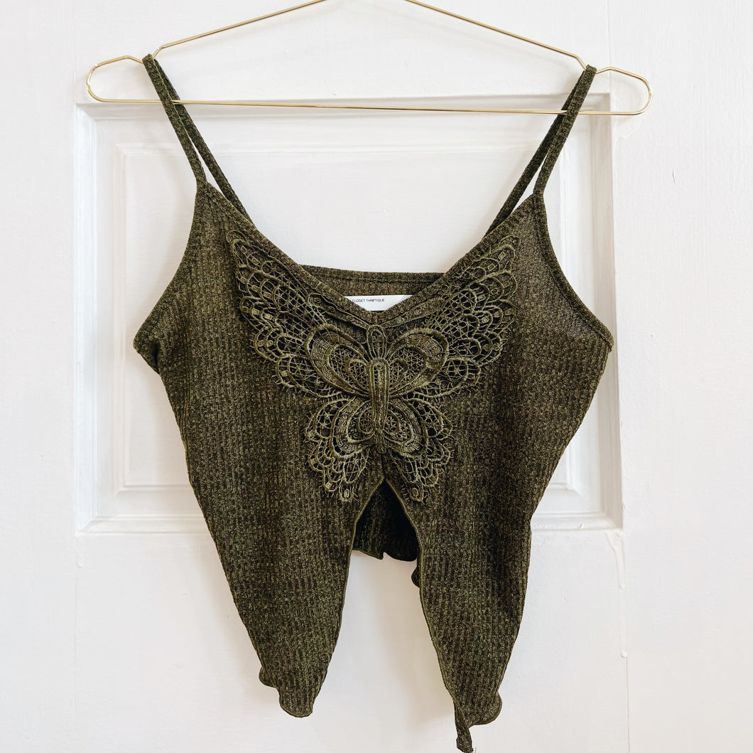 Olive Butterfly Tank | Size M