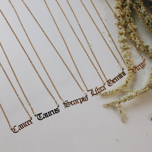 Zodiac Nameplate | Gold