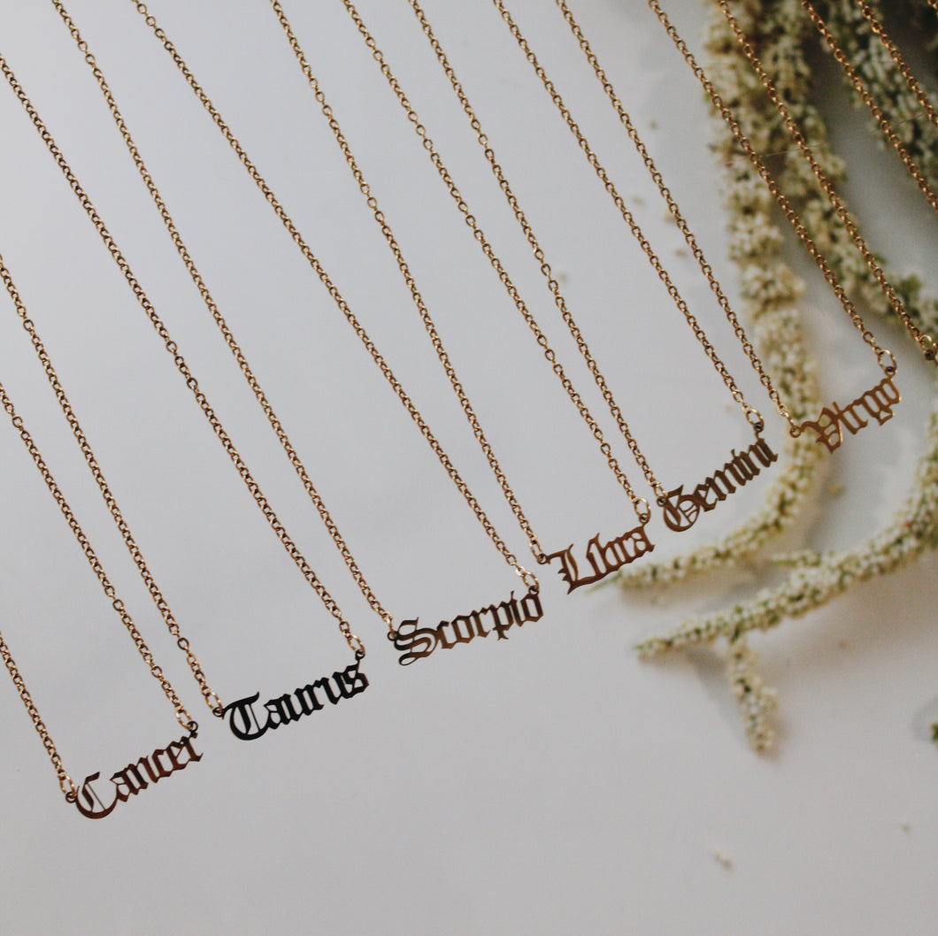 Zodiac Nameplate | Gold