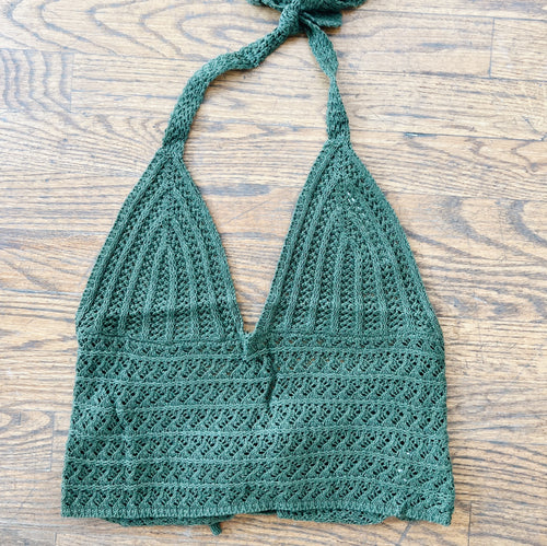 Green Crochet Halter Top