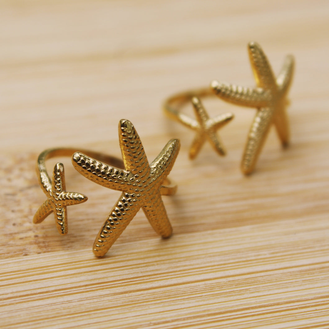 Double Starfish Ring | Silver & Gold