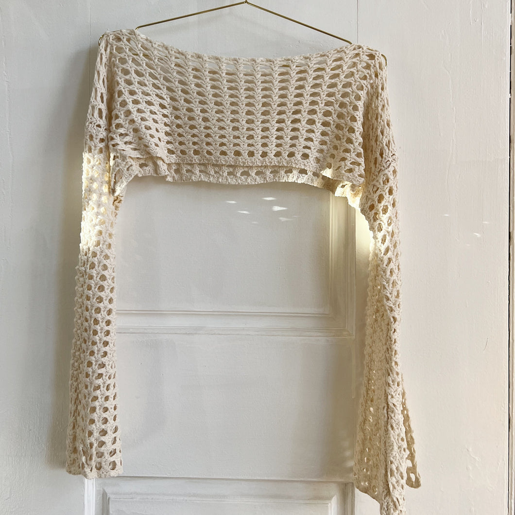 Crochet Crop White Sweater