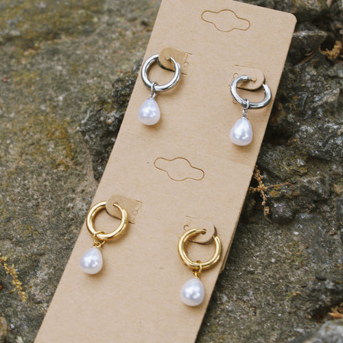 Pearl Hoops | Silver & Gold