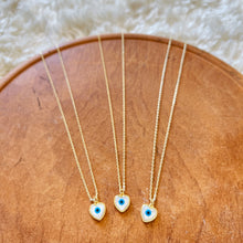 Evil Eye Pearl Heart Necklace • 24k Gold Filled