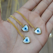 Evil Eye Pearl Heart Necklace • 24k Gold Filled