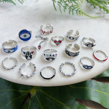 Evil Eye Enamel Rings | Silver